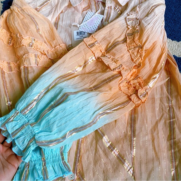 🩵 MISS JUNE PEACH BLUE OMBRÉ COLLARED LOOSE FIT MINI DRESS! (no belt) - Picture 12 of 16